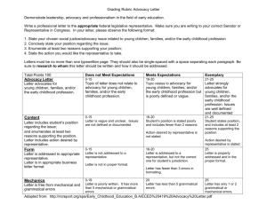 Grading Rubric Advocacy Letter Demonstrate leadership, advocacy