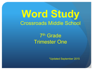 Word Study Crossroads Middle School 7th Grade