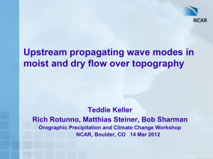 Upstream propagating wave modes in moist and dry flow over