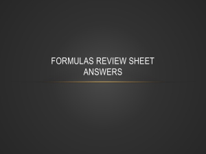 Formulas Review Sheet
