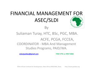 financial management for asec/sldi