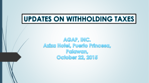 Updates on Withholding Taxes - Association of Government