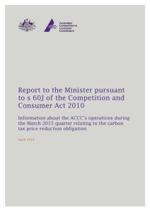 Report to the Minister pursuant to s 60J of the Competition and