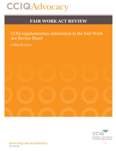 CCIQ supplementary submission to the Fair Work Act Review Panel