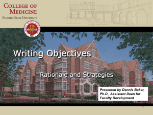 Writing Objectives: Rationale and Strategies