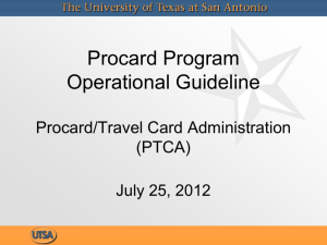 Procard Presentation - The University of Texas at San Antonio