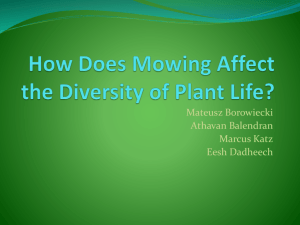 How does mowing affect plant life diversity?