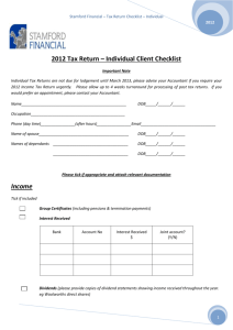 2012 Tax Return Checklist
