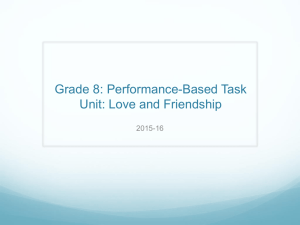 Grade 8: Performance-Based Task Unit: Love and Friendship