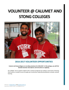 VOLUNTEER @ Calumet and stong Colleges