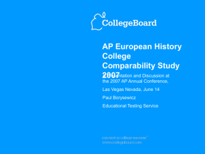 AP European History College Comparability Study 2007