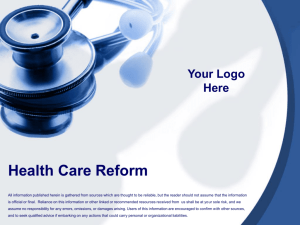 Legislative Update: Health Care Reform