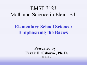 Elementary School Science: Emphasizing the Basics