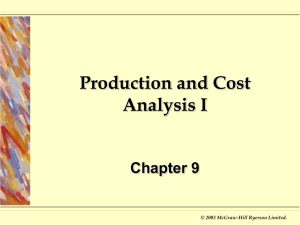 Production And Cost Analysis I
