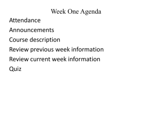 Week One Agenda - Computing Sciences
