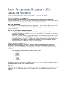 Paper Assignment: Enzymes - Life's Chemical Machines Alternate