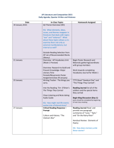 AP Literature and Composition 2015 Daily Agenda, Quarter III