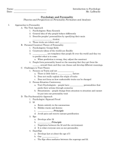 Personality outline student sheet key