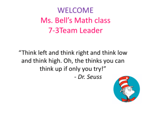 WELCOME Ms. Bell*s Math class