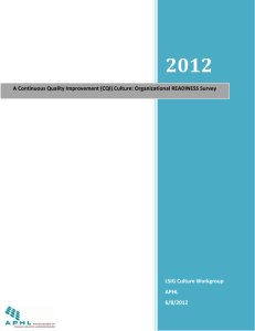 (CQI) Culture: Organizational Readiness Survey, APHL, June 2012