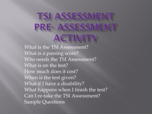 TSI Assessment Pre- Assessment Activity