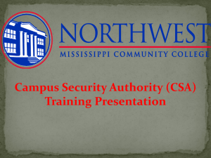 Campus Security Authority (CSA) Presentation – Power point