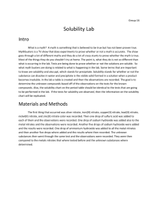Group 16 Solubility Lab Intro What is a myth? A myth is something