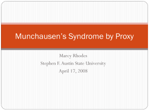 Munchausen's Syndrome by Proxy - Stephen F. Austin State University