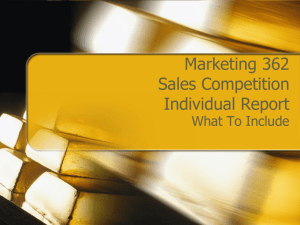 Marketing 362 Sales Competition Individual Report