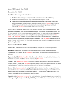 Lesson 4.06 Handout: War of 1812 Causes of the War of 1812 Great