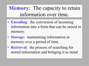 Memory: The capacity to retain information over time.