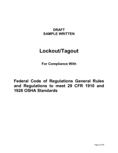 Preparation for Lockout or Tagout