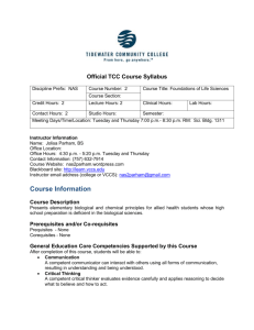 Official TCC Course Syllabus