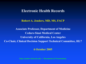 Electronic Medical Records - Robert A. Jenders, MD, MS