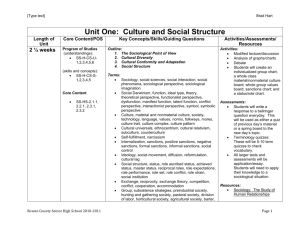 Unit One: Culture and Social Structure
