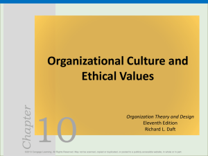 Chapter Organizational Culture and Ethical Values