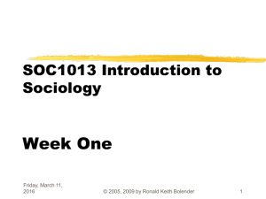 SOC1013 Introduction to Sociology