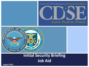 Customizable Initial Security Briefing