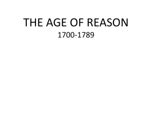 THE AGE OF REASON 1700-1789