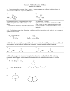 Chapter 5. Addition Reactions of Alkenes Sample Quiz Questions