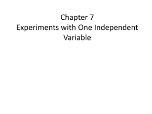 Chapter 7 Experiments with One Independent Variable