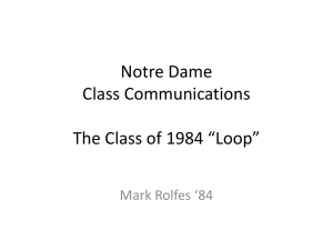 Notre Dame Class Communications The Class of 1984 *Loop*