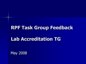 RPF Task Group Feedback Lab Accreditation TG Skills