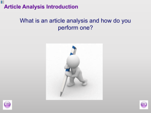 an Article Analysis Introduction