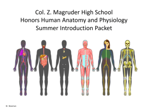 Honors Human Anatomy and Physiology Summer Introduction Packet