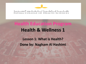 Health Education Program Health & Wellness 1