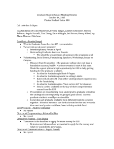 Graduate Student Senate Meeting Minutes October 14, 2015 Plaster
