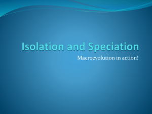 Isolation and Speciation - 2012-13