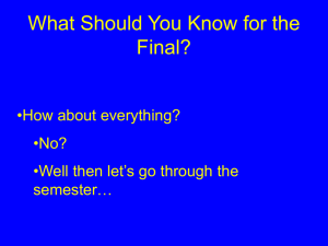 What Should You Know for the Final