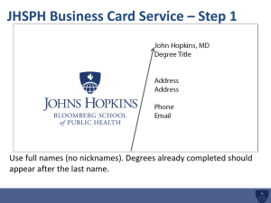 JHSPH Business Card Service * Step 1